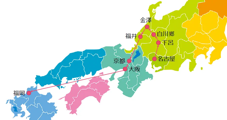 大致的行程規劃，借一下導遊的圖