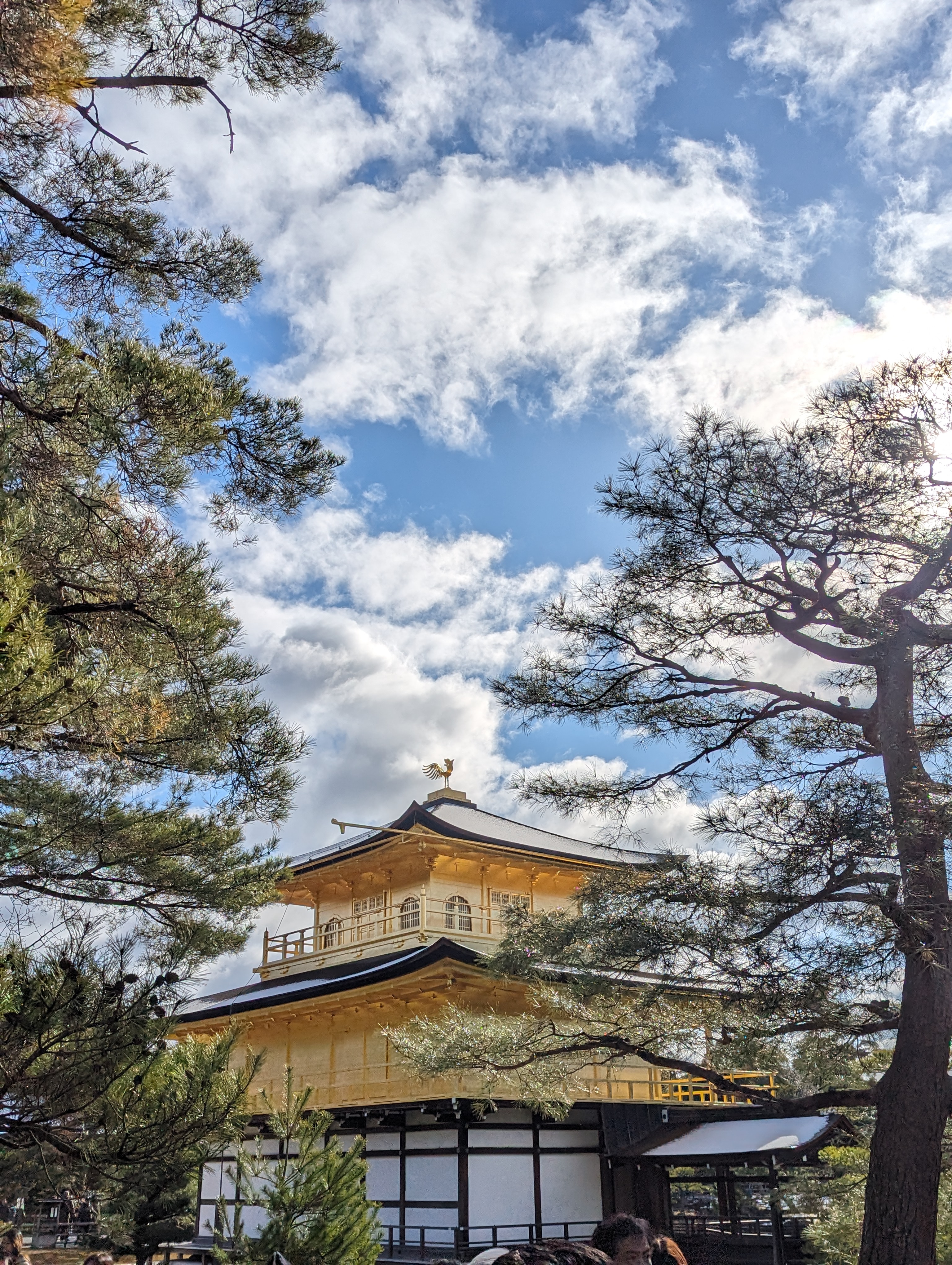 金閣寺背面,雪還沒融